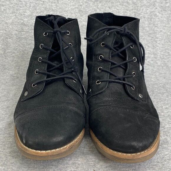 Diba Booties Womens 9.5M Black Leather Eli Boots Combat Lace Up Cap Toes - Picture 4 of 11